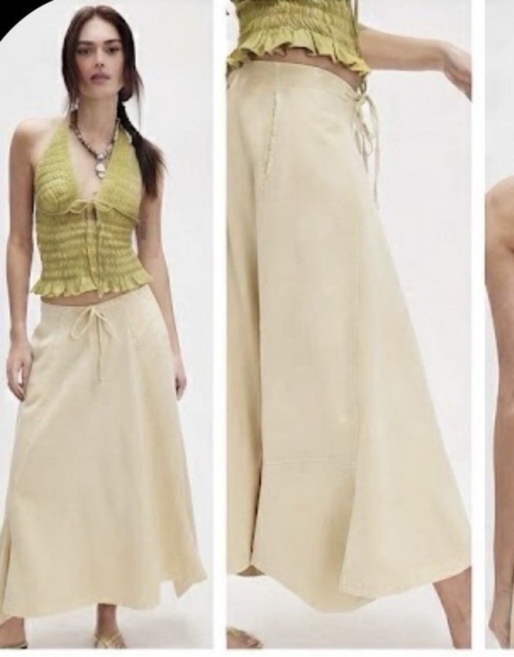 Free People Free -Est Women’s A-Line Midi Skirt Elastic Drawstring